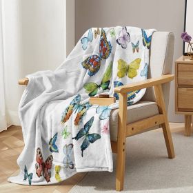 1pc Colorful Butterfly Printed Blanket, Skin Friendly Soft Casual Blanket, Cover Blanket, Multi Scene Warm Decorative Blanket, Suitable For All S