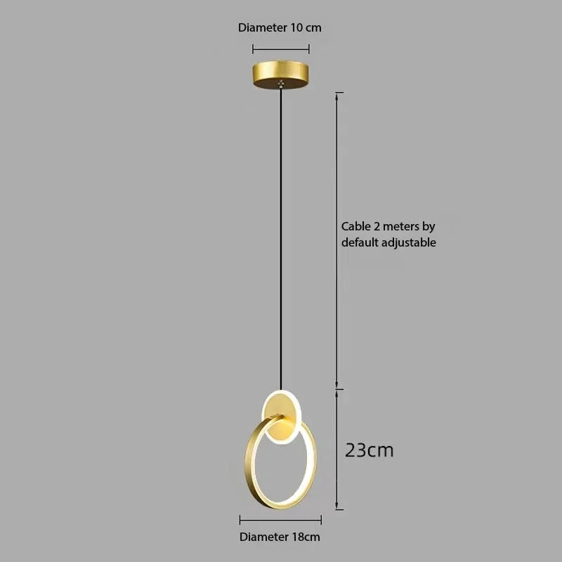 LED pendant light modern minimalist bedroom dining room golden black hanging light bedside reading light LED decorative pendant