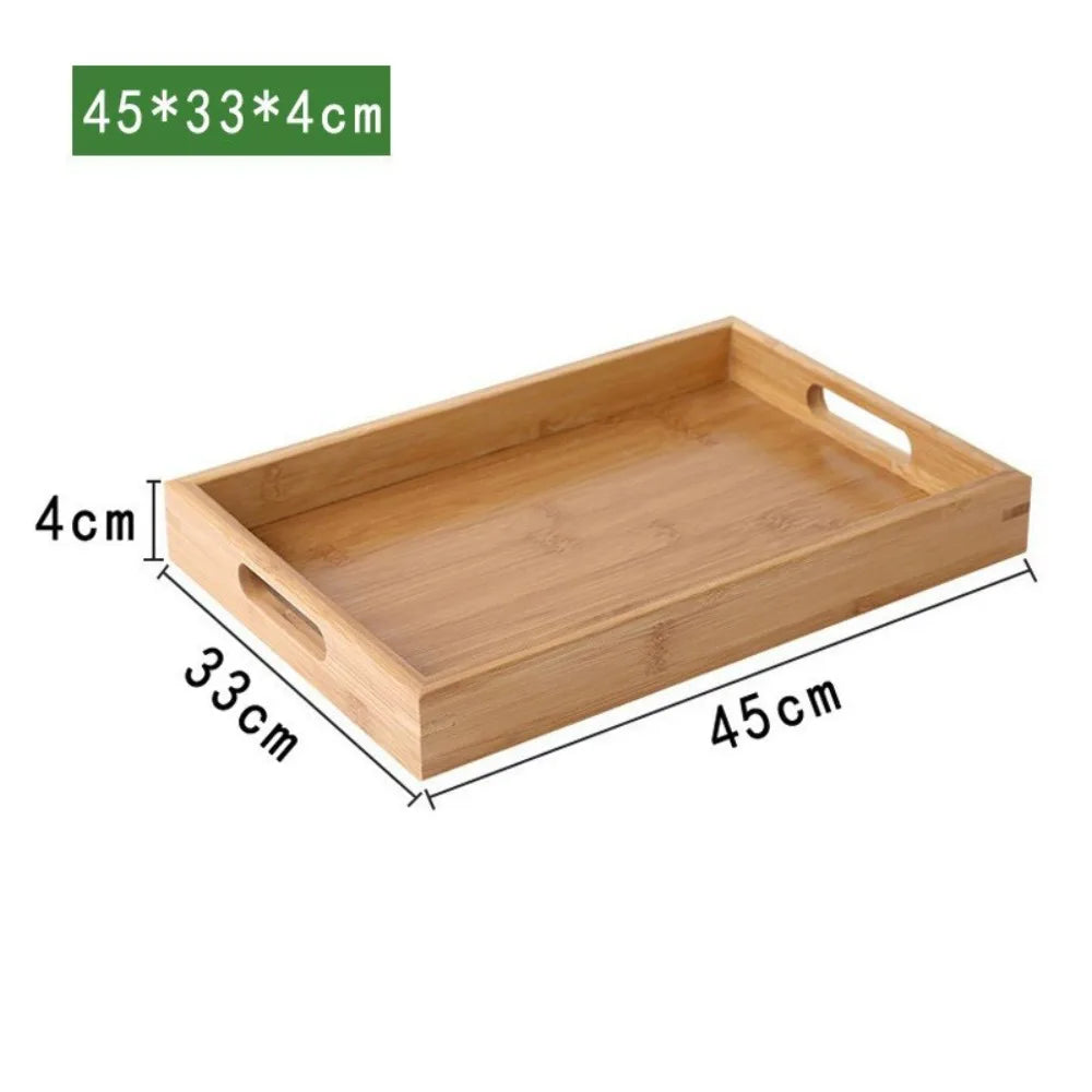 Retro Rectangular Storage Tray household Bamboo Tea Tray Solid Wood Storage Plate Home Living Room