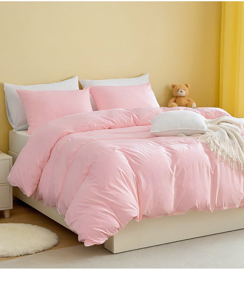 White & Pink Extra Large Duvet Cover Set Includes 1 Duvet Cover & 2 Pillowcases. Made Of Premium Breathable Microfiber With Hotel-grade Minimalis