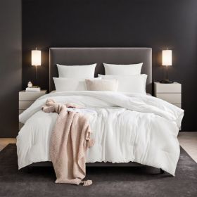 All Season White Oversized Solid Plump Duvet, Premium Hotel, Bedroom And Guesthouse Comforter. This Extra Warm Thick Winter Quilt Transitions Sea