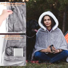 8-Zone Wearable Heated Blanket - 3 Adjustable Heat Levels, 59x31in Soft Flannel, USB-Powered Portable Design With Pockets, Machine Washable Winte