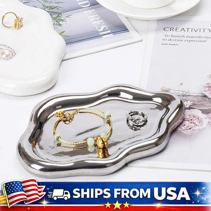 Jewelry Tray with Cloud Design Decorative Dish for Rings Keys Perfume Organizer for Dresser Nightstand Entryway Table