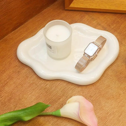 Jewelry Tray with Cloud Design Decorative Dish for Rings Keys Perfume Organizer for Dresser Nightstand Entryway Table