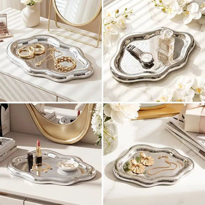 Jewelry Tray with Cloud Design Decorative Dish for Rings Keys Perfume Organizer for Dresser Nightstand Entryway Table