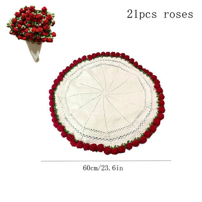 Rose Blanket Bouquet With Gift Bag Crochet Handmade Blanket of Roses Birthday Valentine's Day Gift for Girlfriend