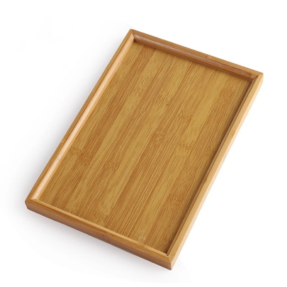 Rectangular Bamboo Tray Wooden Solid Color Fruit Snack Plates Kitchen Accessories Household Bread Tray