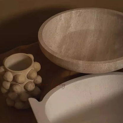 French quiet style natural marble fruit plate designer model room villa restaurant tray storage decorative ornaments