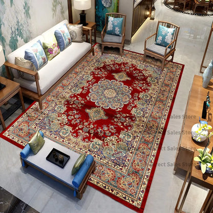 Persian Luxury Rugs for Bedroom Retro Red Home Decor Carpets for Living Room Soft Washable Non-slip Washroom Floor Mats Alfombra