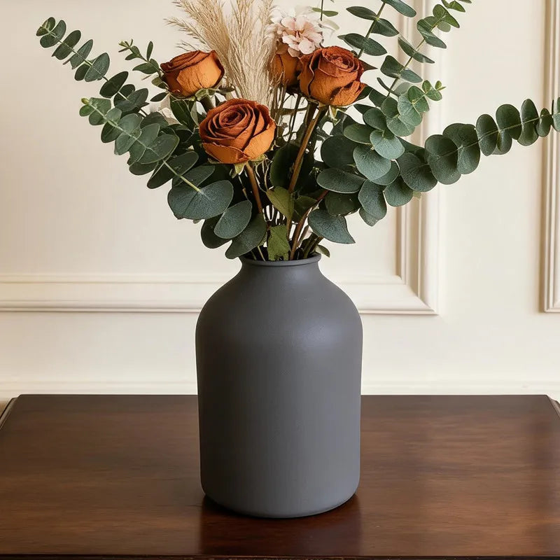 Minimalist Matte Ironwork Flower Vase Desktop Ornament Small Flower Pot Tabletop Planter Home Decoration