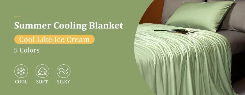 Air Condition Comforter for Summer Pure Color Ice Silk Cooling Blanket Lightweight and Smooth Twin/King Size Cold Quilt