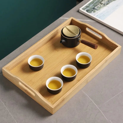 Rectangular Bamboo Tray Wooden Solid Color Fruit Snack Plates Kitchen Accessories Household Bread Tray