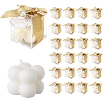 30 Sets Fully Assembled Small Bubble Candle Party Favors for Guests Bulk Bridal Showers Favors Candles with Stylish Ribbons Tha