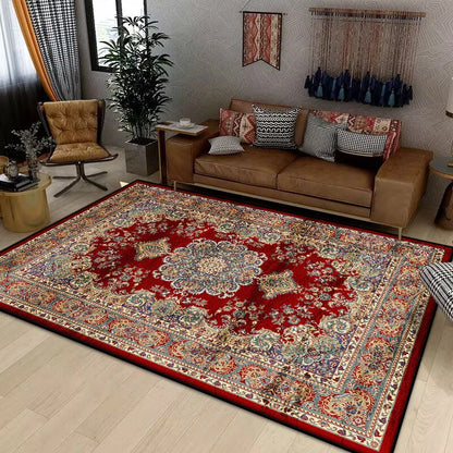 Persian Luxury Rugs for Bedroom Retro Red Home Decor Carpets for Living Room Soft Washable Non-slip Washroom Floor Mats Alfombra