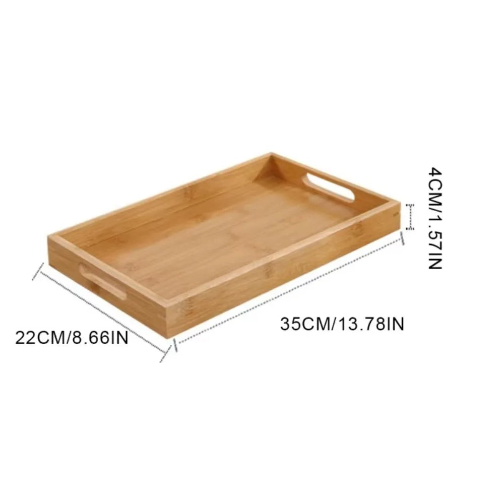 Retro Rectangular Storage Tray household Bamboo Tea Tray Solid Wood Storage Plate Home Living Room