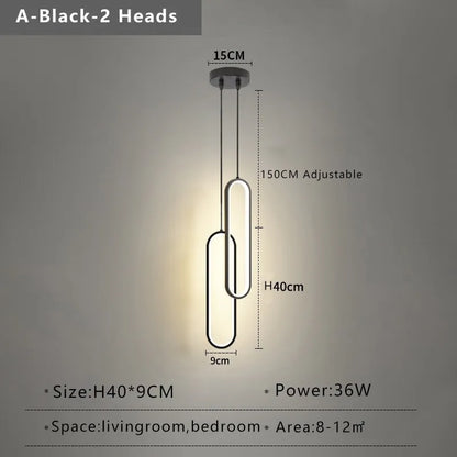 LED pendant light modern minimalist bedroom dining room golden black hanging light bedside reading light LED decorative pendant