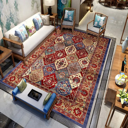 Persian Luxury Rugs for Bedroom Retro Red Home Decor Carpets for Living Room Soft Washable Non-slip Washroom Floor Mats Alfombra