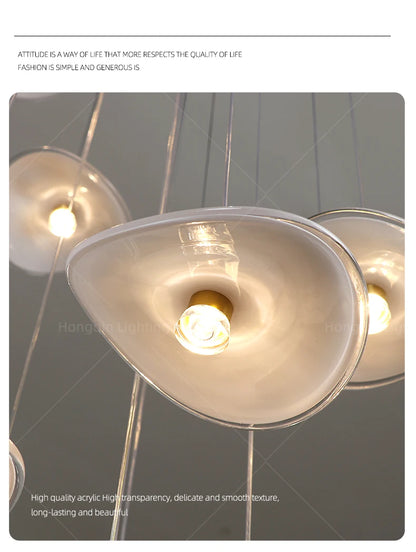 Luxury Stair Chandelier Pendant Light Lighting Duplex Loft Glass Hanging Lamp Nordic Minimalist Long Staircase Chandelier Lustre
