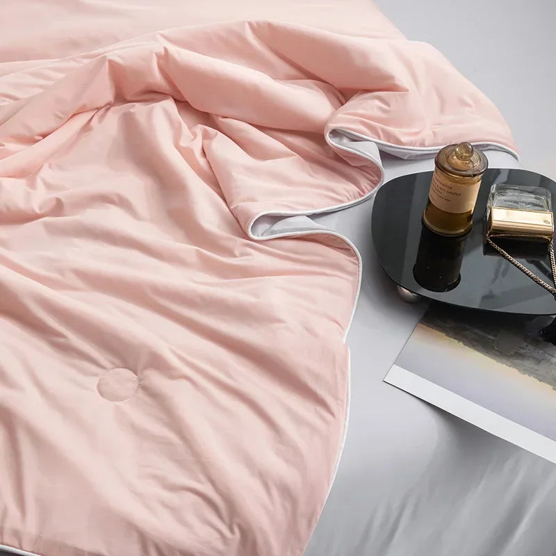 Air Condition Comforter for Summer Pure Color Ice Silk Cooling Blanket Lightweight and Smooth Twin/King Size Cold Quilt