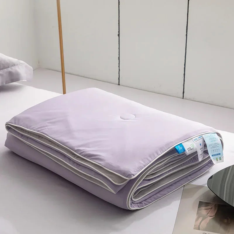 Air Condition Comforter for Summer Pure Color Ice Silk Cooling Blanket Lightweight and Smooth Twin/King Size Cold Quilt