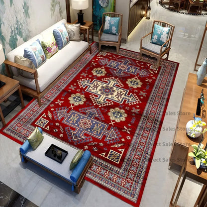 Persian Luxury Rugs for Bedroom Retro Red Home Decor Carpets for Living Room Soft Washable Non-slip Washroom Floor Mats Alfombra