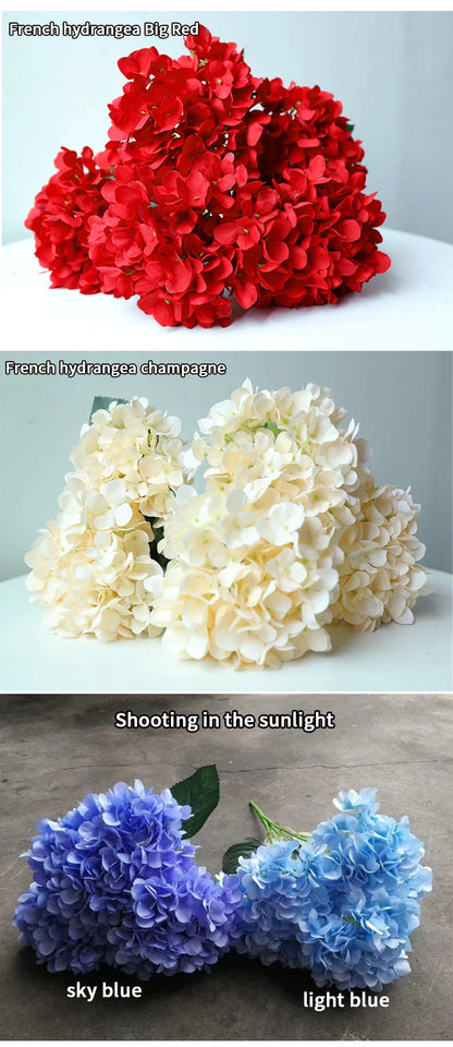 5 Heads Hydrangea Bouquet Silk Artificial Flowers for Party Wedding Living Room Decoration Accessories Home Decor Fake Flowers
