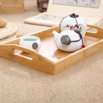 Retro Rectangular Storage Tray household Bamboo Tea Tray Solid Wood Storage Plate Home Living Room