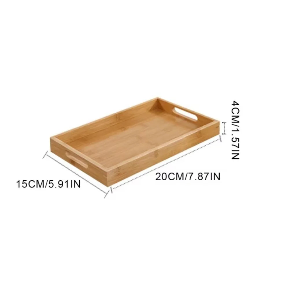 Retro Rectangular Storage Tray household Bamboo Tea Tray Solid Wood Storage Plate Home Living Room