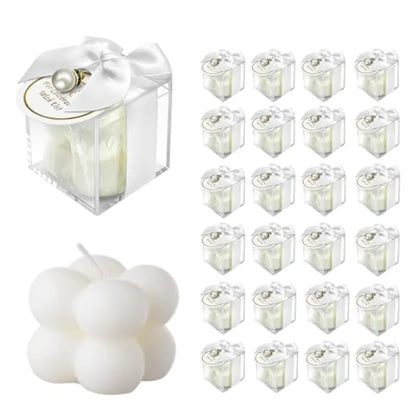 30 Sets Fully Assembled Small Bubble Candle Party Favors for Guests Bulk Bridal Showers Favors Candles with Stylish Ribbons Tha