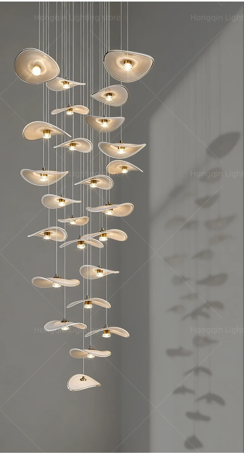 Luxury Stair Chandelier Pendant Light Lighting Duplex Loft Glass Hanging Lamp Nordic Minimalist Long Staircase Chandelier Lustre