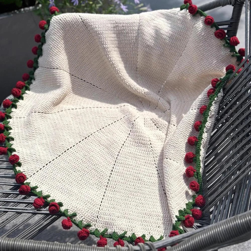 Rose Blanket Bouquet With Gift Bag Crochet Handmade Blanket of Roses Birthday Valentine's Day Gift for Girlfriend