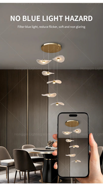 Luxury Stair Chandelier Pendant Light Lighting Duplex Loft Glass Hanging Lamp Nordic Minimalist Long Staircase Chandelier Lustre