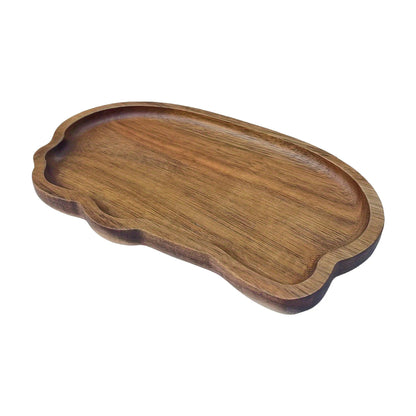 Japanese Style Acacia Wood Tray Rectangular Serving Plate Heat Resistant Wooden Tea Cup Plate Ellipse Bread Board Random Grain