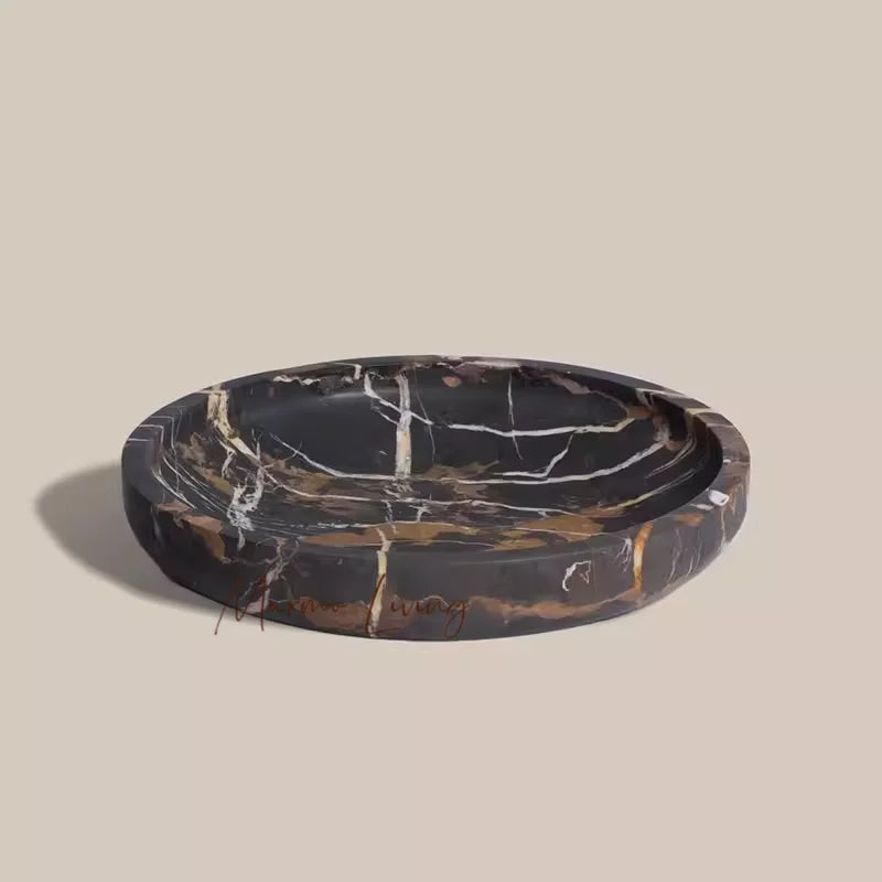 French quiet style natural marble fruit plate designer model room villa restaurant tray storage decorative ornaments