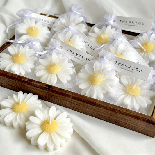 1pc/5pcs/10pcs Daisy Shaped Candles Set - Wedding Favors Gift Basket, Bridal Shower Decor, Scented Soy Wax For Home Fragrance