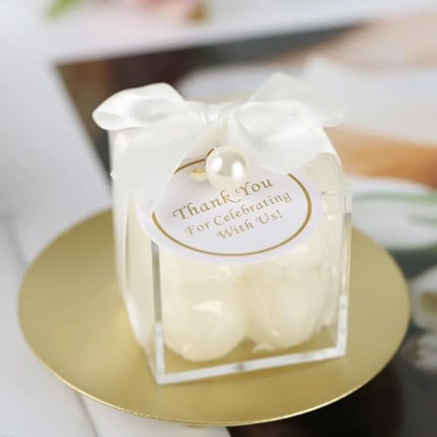 30 Sets Fully Assembled Small Bubble Candle Party Favors for Guests Bulk Bridal Showers Favors Candles with Stylish Ribbons Tha