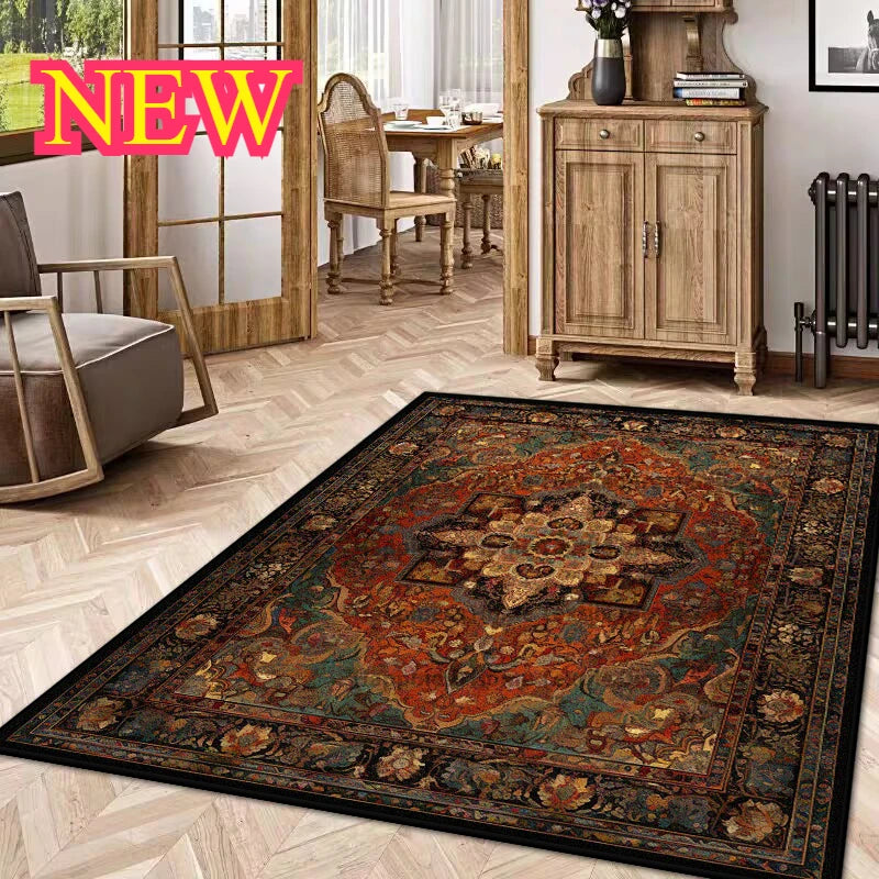 Persian Luxury Rugs for Bedroom Retro Red Home Decor Carpets for Living Room Soft Washable Non-slip Washroom Floor Mats Alfombra