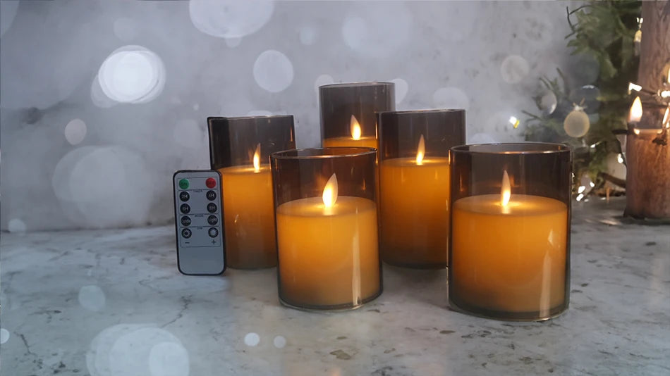 3pcs/set USB Rechargeable Led Pillar Candle,Flameless Remote control,Timer LED Candle Light table decorative,Christmas Candles