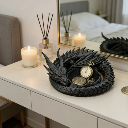 1-Piece Dragon Guardian Style Ornament Storage Tray, 3D Gothic Dragon Head Jewelry Storage Tray, Dark Style Ornament, Ring and Necklace Display Tray, the Best Gift Item