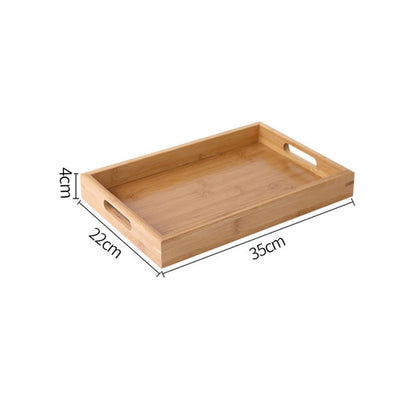 Retro Rectangular Storage Tray household Bamboo Tea Tray Solid Wood Storage Plate Home Living Room