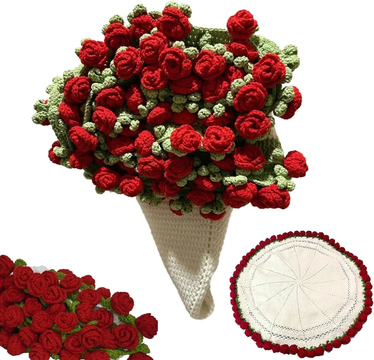 Rose Blanket Bouquet With Gift Bag Crochet Handmade Blanket of Roses Birthday Valentine's Day Gift for Girlfriend