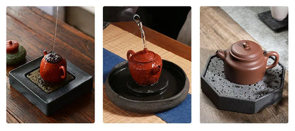 Tea Tray Natural Volcanic Basalt Handcarved Dragon Totem Dry Pour Kung Fu Tea Ceremony Home Office Decor Tea Lover Gift 38x12cm