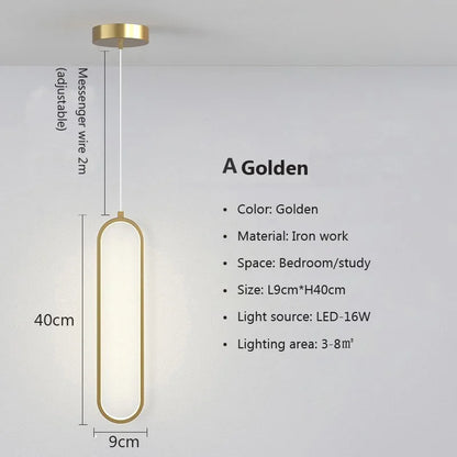 LED pendant light modern minimalist bedroom dining room golden black hanging light bedside reading light LED decorative pendant