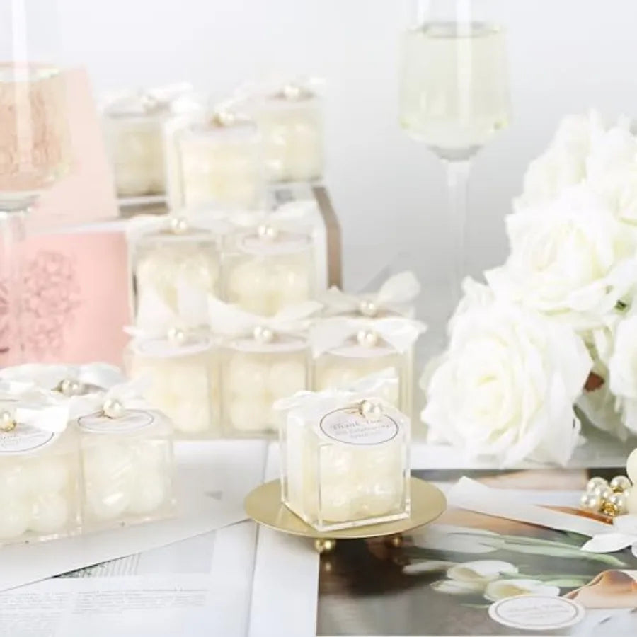 30 Sets Fully Assembled Small Bubble Candle Party Favors for Guests Bulk Bridal Showers Favors Candles with Stylish Ribbons Tha