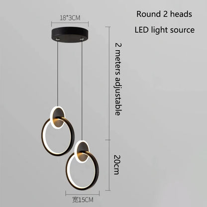 LED pendant light modern minimalist bedroom dining room golden black hanging light bedside reading light LED decorative pendant