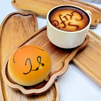 Japanese Style Acacia Wood Tray Rectangular Serving Plate Heat Resistant Wooden Tea Cup Plate Ellipse Bread Board Random Grain