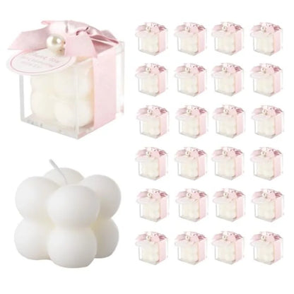 30 Sets Fully Assembled Small Bubble Candle Party Favors for Guests Bulk Bridal Showers Favors Candles with Stylish Ribbons Tha