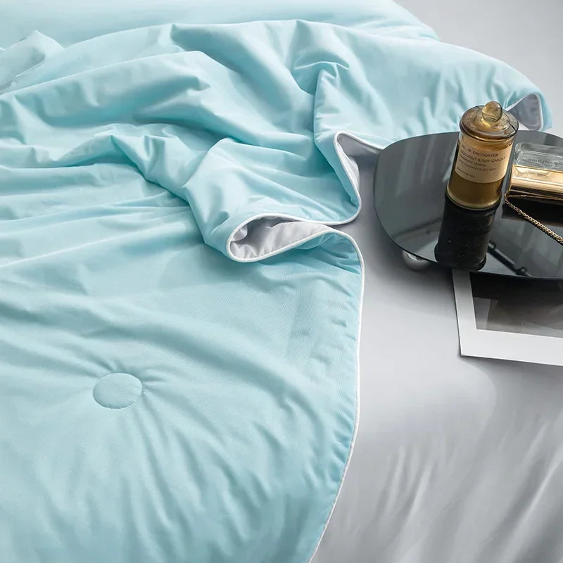 Air Condition Comforter for Summer Pure Color Ice Silk Cooling Blanket Lightweight and Smooth Twin/King Size Cold Quilt