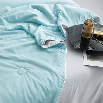 Air Condition Comforter for Summer Pure Color Ice Silk Cooling Blanket Lightweight and Smooth Twin/King Size Cold Quilt