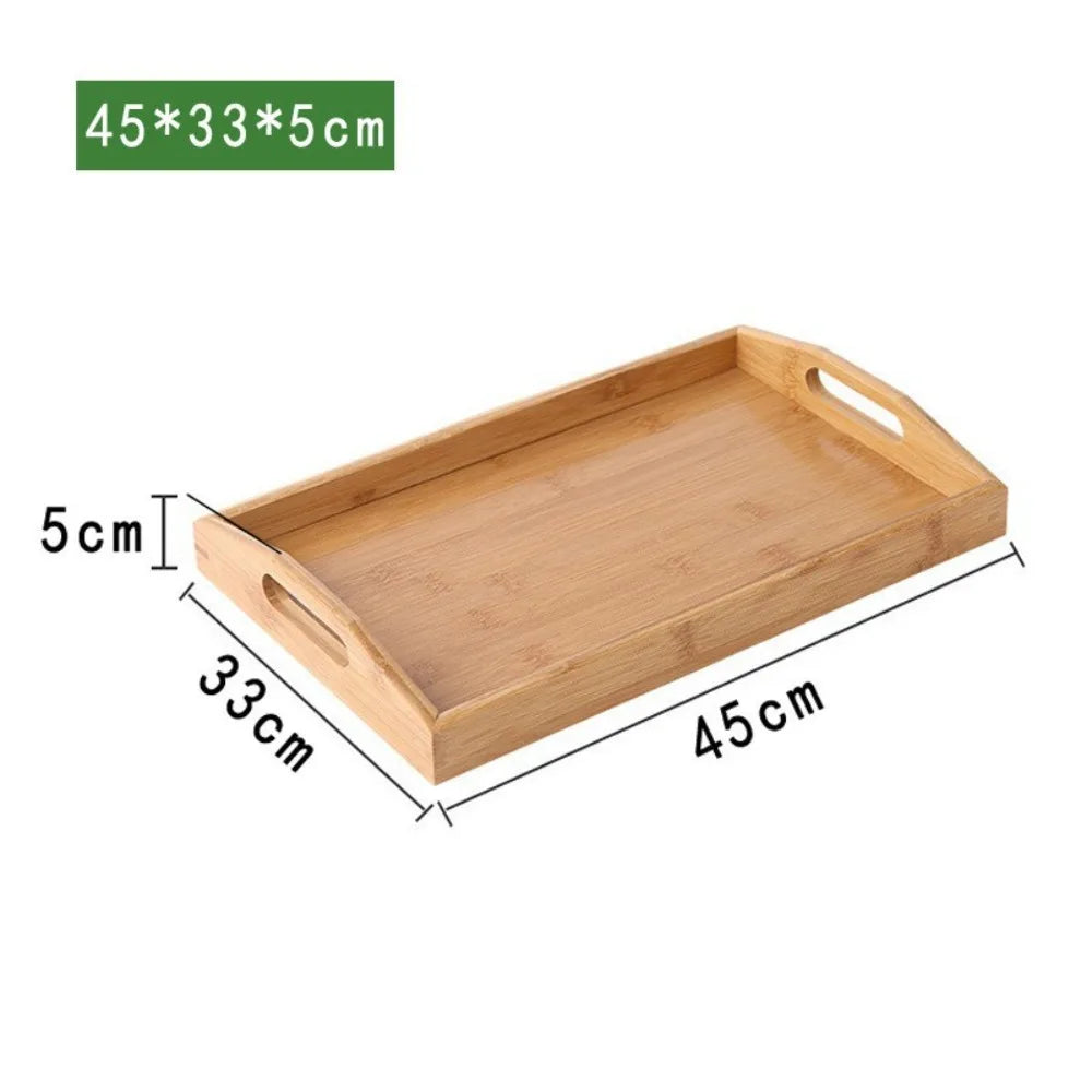 Retro Rectangular Storage Tray household Bamboo Tea Tray Solid Wood Storage Plate Home Living Room